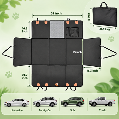 PU Leather Hard-Bottom Dog Car Seat Cover 2.0 2026 Upgraded